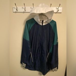 Adidas windbreaker jacket blue and green. Excellent condition no flaws